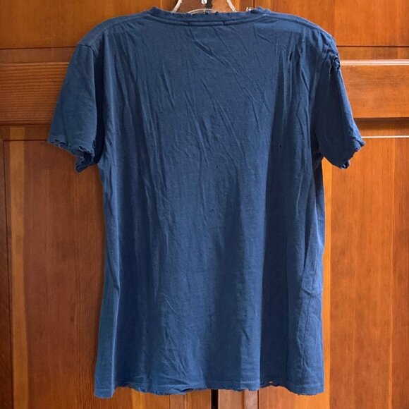 Alternative Brand - Blue Pink & White Distressed V Neck T Shirt with pocket - M - Picture 2 of 10